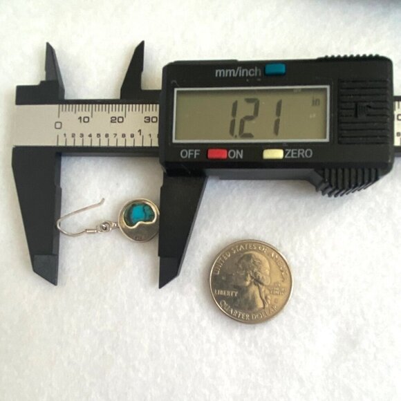 Sterling Silver 925 Dainty Round Turquoise Crescent Moon Dangle Drop Earrings